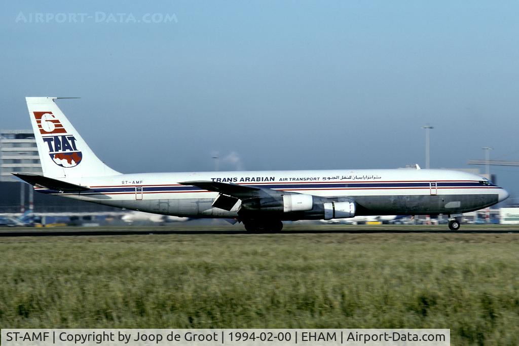 ST-AMF, Boeing 707-321C C/N 19367/637, landing at Schiphol