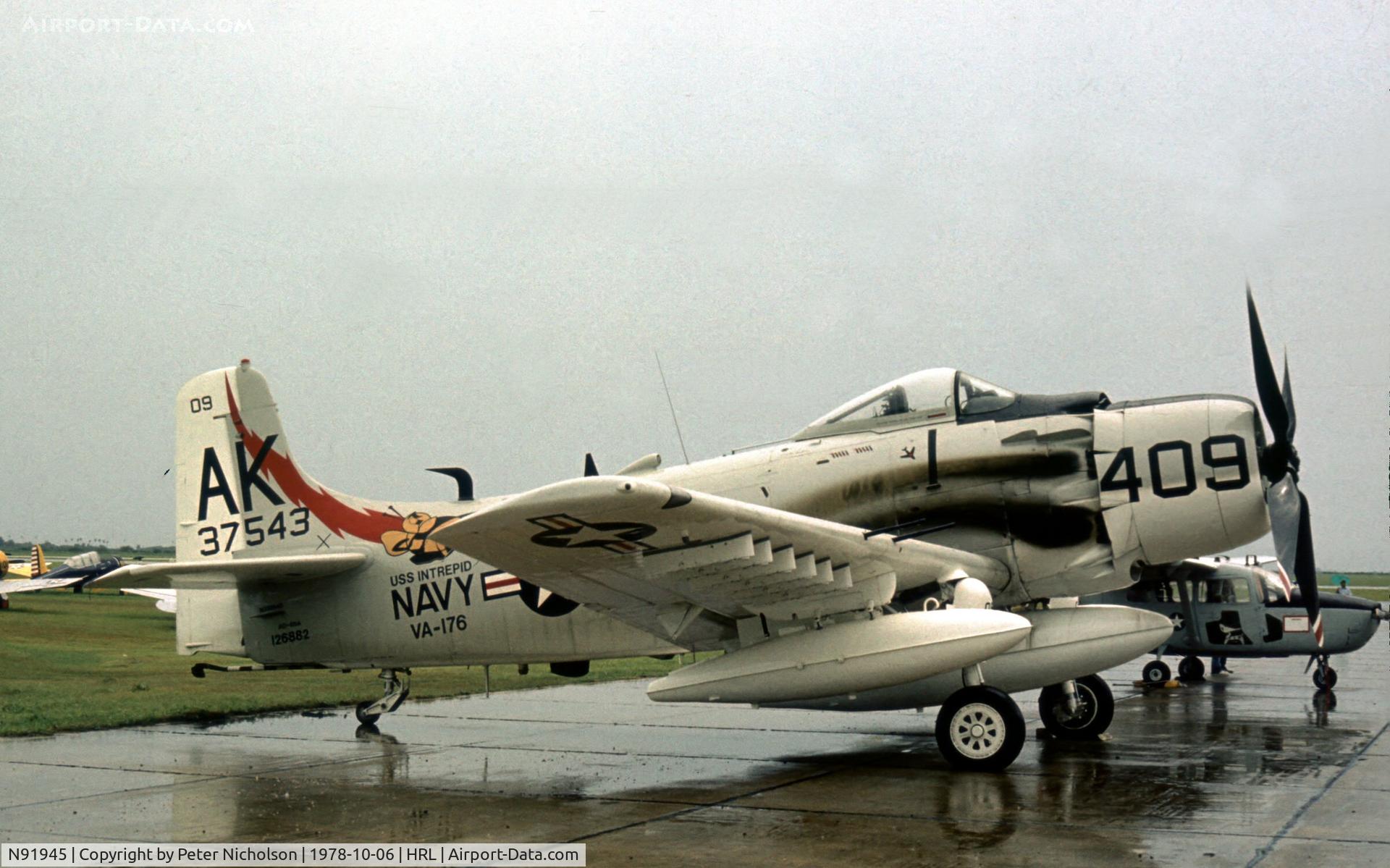 N91945, 1952 Douglas AD4-DW C/N 126882-SF85, Another view of Skyraider 126882 marked as 137583 at Harlingen in 1978.
