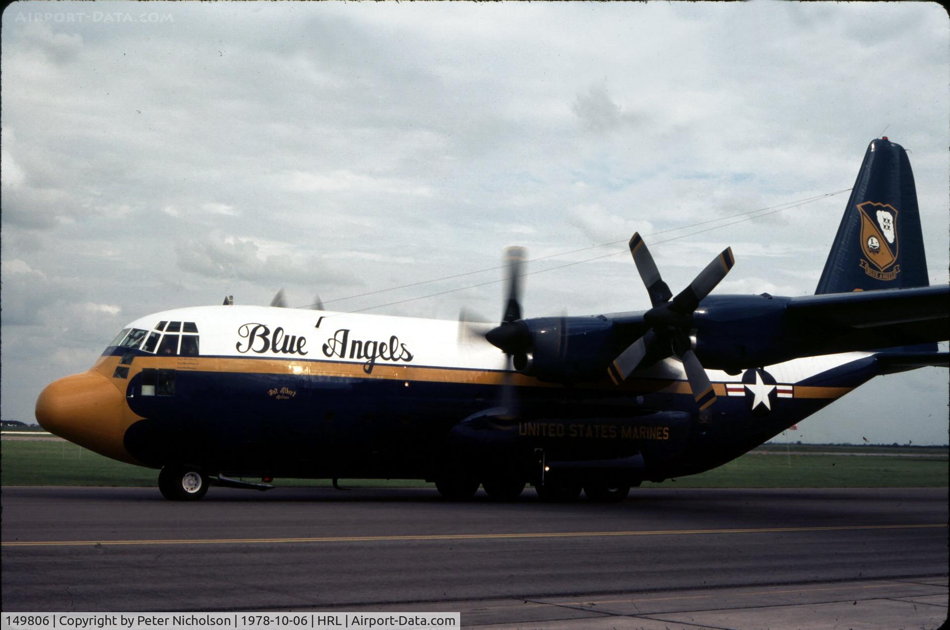 149806, 1963 Lockheed KC-130F Hercules C/N 282-3703, The Blue Angels support aircraft landing at the 1978 Confederate Air Force's Airshow at Harlingen.