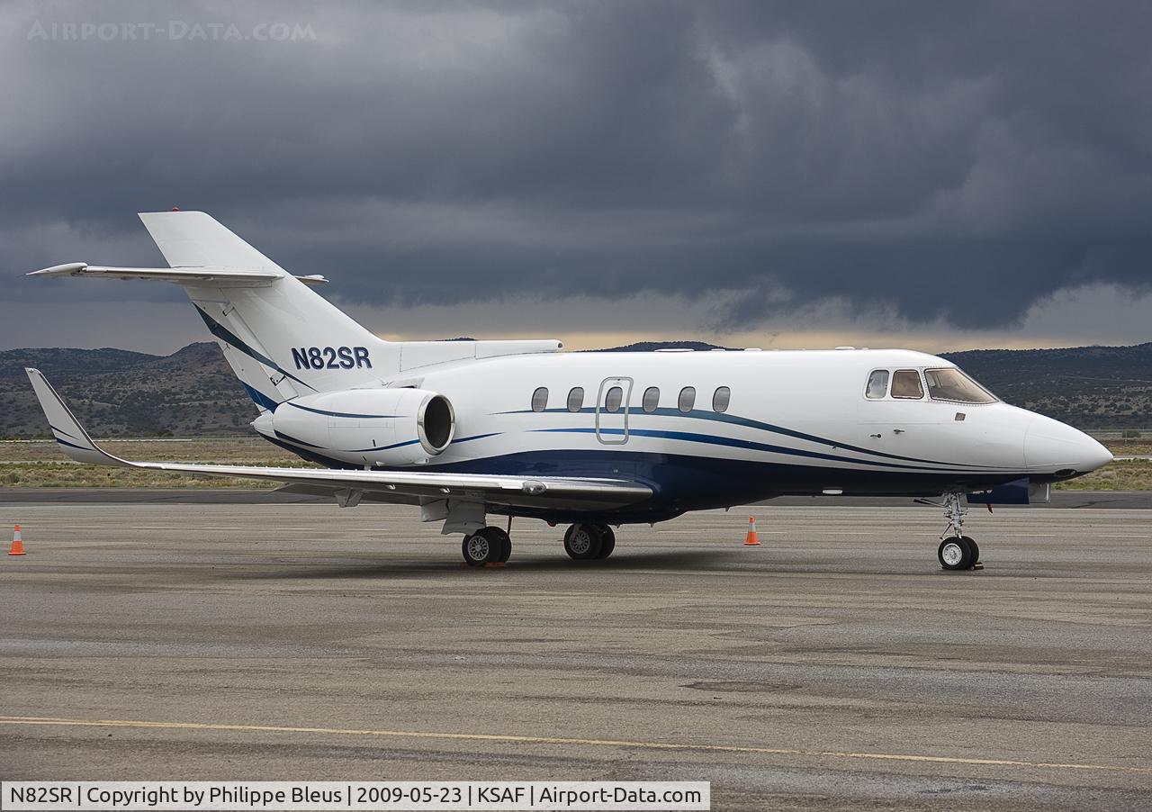 N82SR, British Aerospace BAe.125 Series 800A C/N 258026, In front of very dark skies. Uncommon day in Santa Fe.