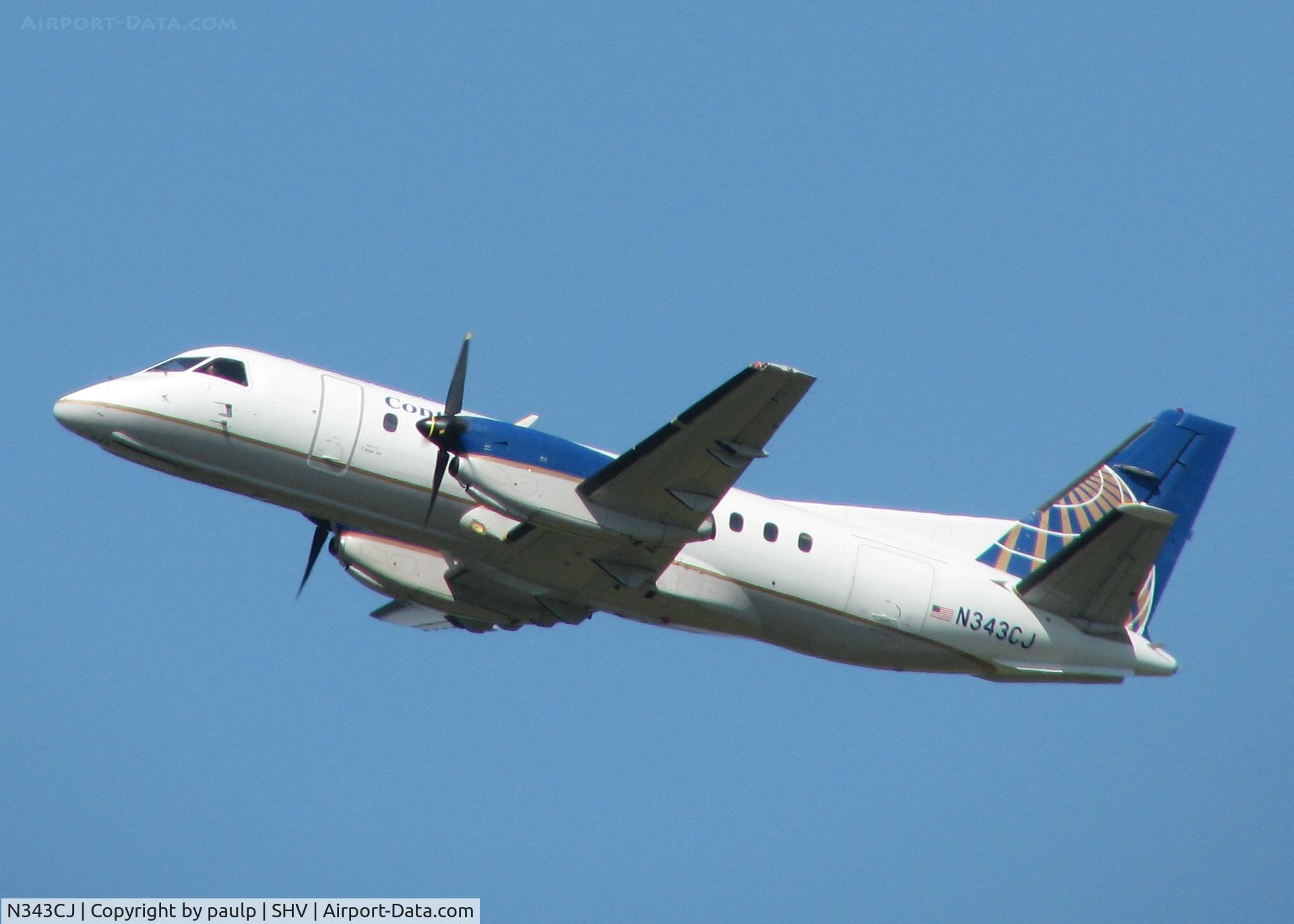 N343CJ, Saab 340B C/N 340B-343, Off of 14 at the Shreveport Regional airport.