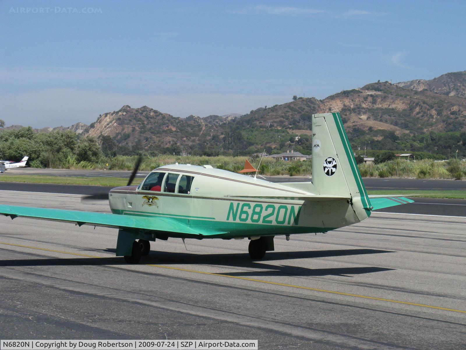 N6820N, 1968 Mooney M-20G Statesman C/N 680107, 1968 Mooney M20G STATESMAN, Lycoming O&VO-360 180 Hp, taxi back