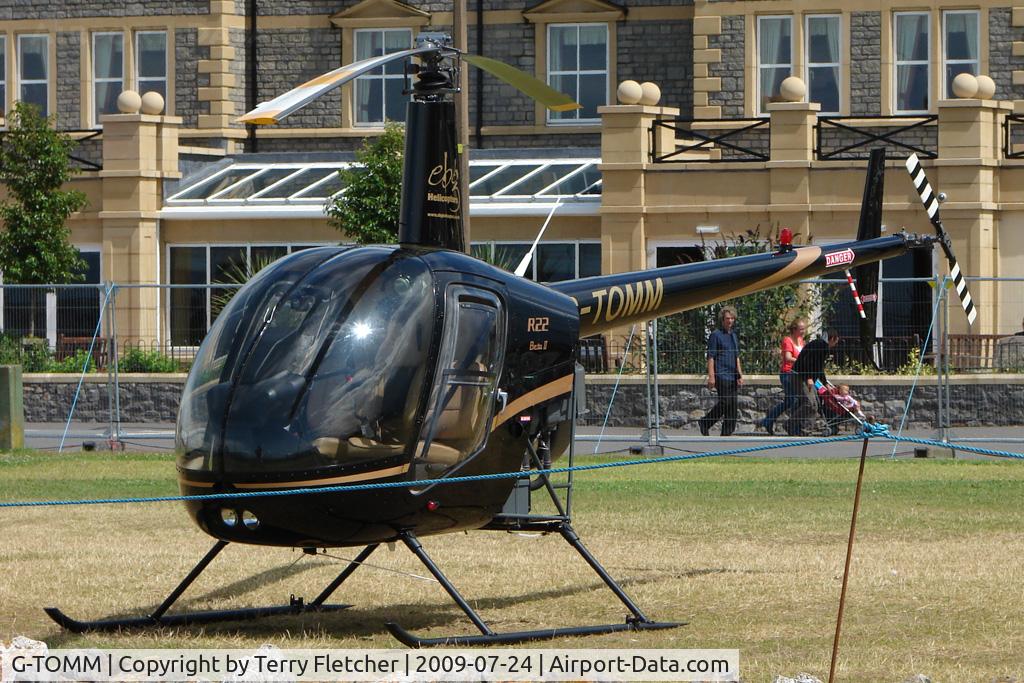 G-TOMM, 2002 Robinson R22 Beta C/N 3384, R22 visitor on Day 1 of Helidays 2009 at Weston-Super-Mare seafront