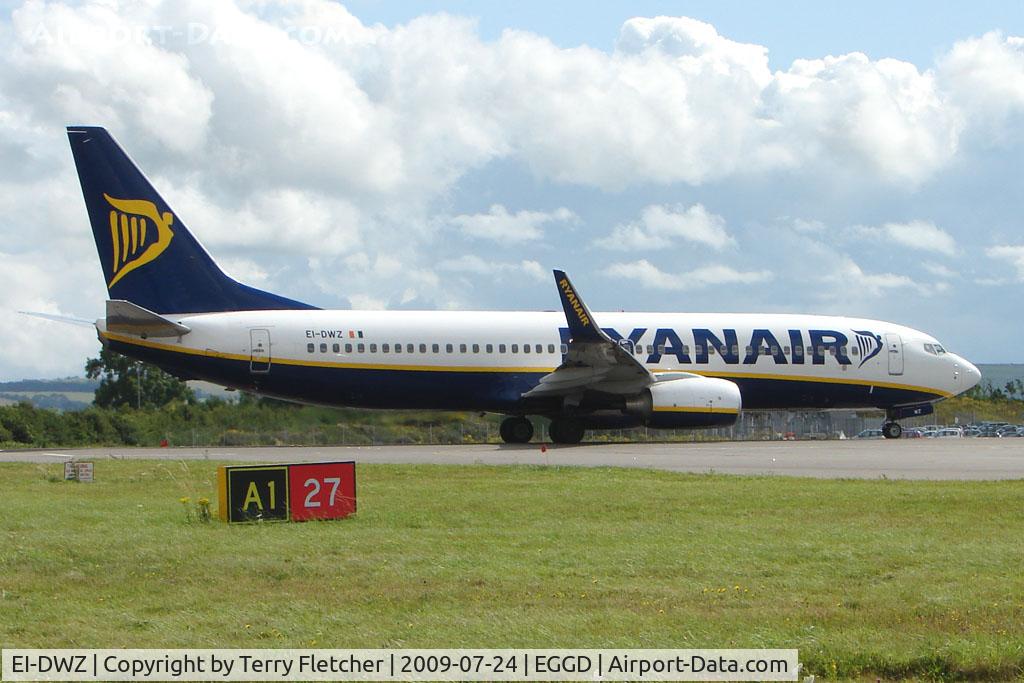 EI-DWZ, 2008 Boeing 737-8AS C/N 33628, Ryanair B737 departs Bristol