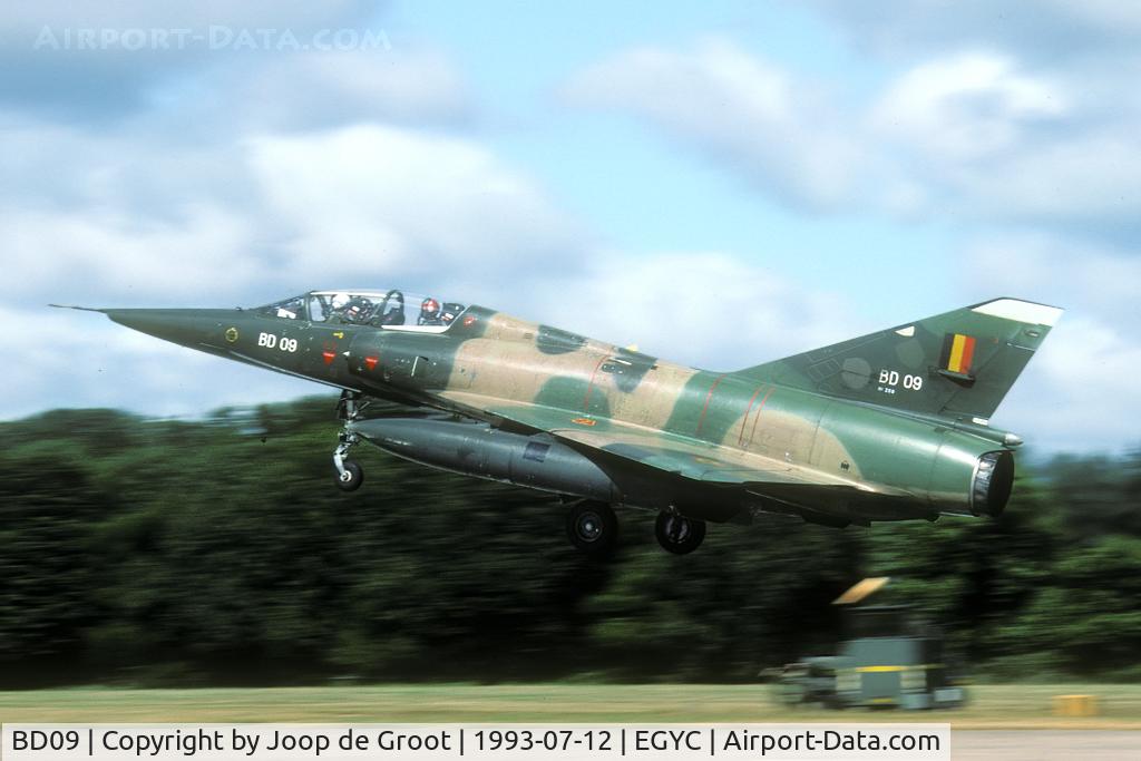 BD09, SABCA Mirage 5BD C/N 209, Touch and go at Coltishall, probably on its way to Fairford.