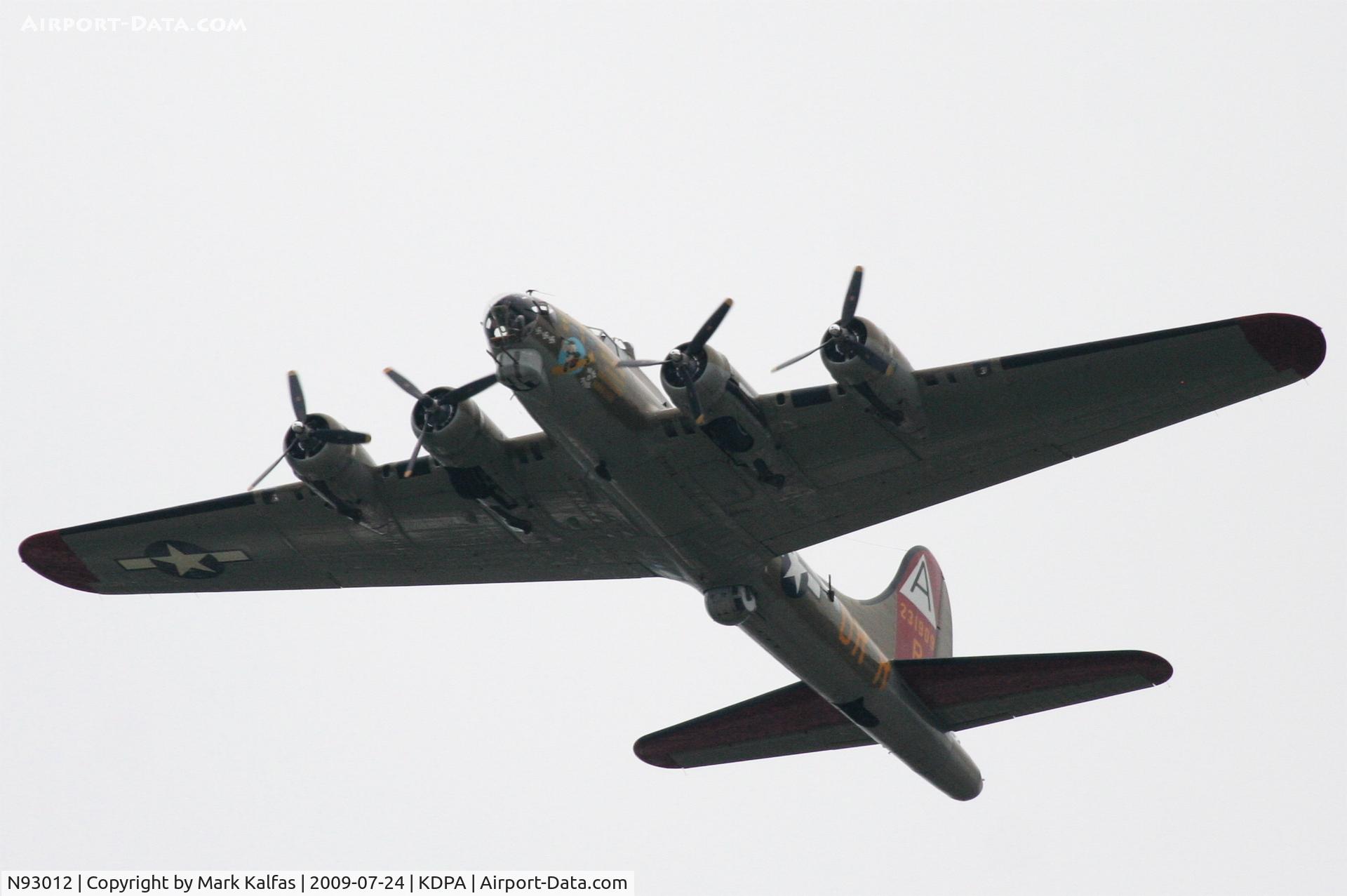 N93012, 1944 Boeing B-17G-30-BO Flying Fortress C/N 32264, Boeing B-17G, NL93012, a climbing left turn to 270' after departing RWY 20R KDPA...
