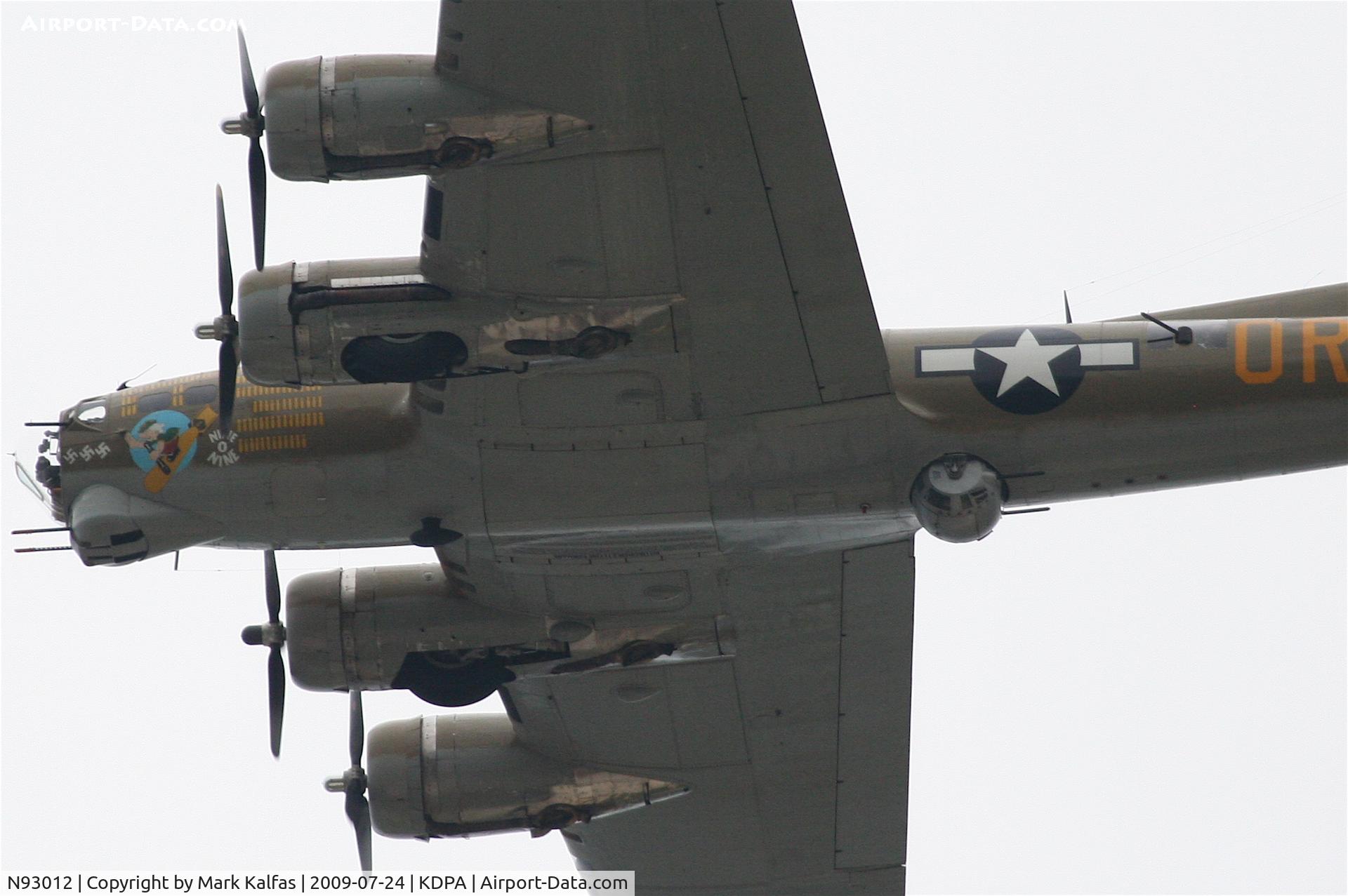 N93012, 1944 Boeing B-17G-30-BO Flying Fortress C/N 32264, Boeing B-17G, NL93012, a climbing left turn to 270' after departing RWY 20R KDPA...
