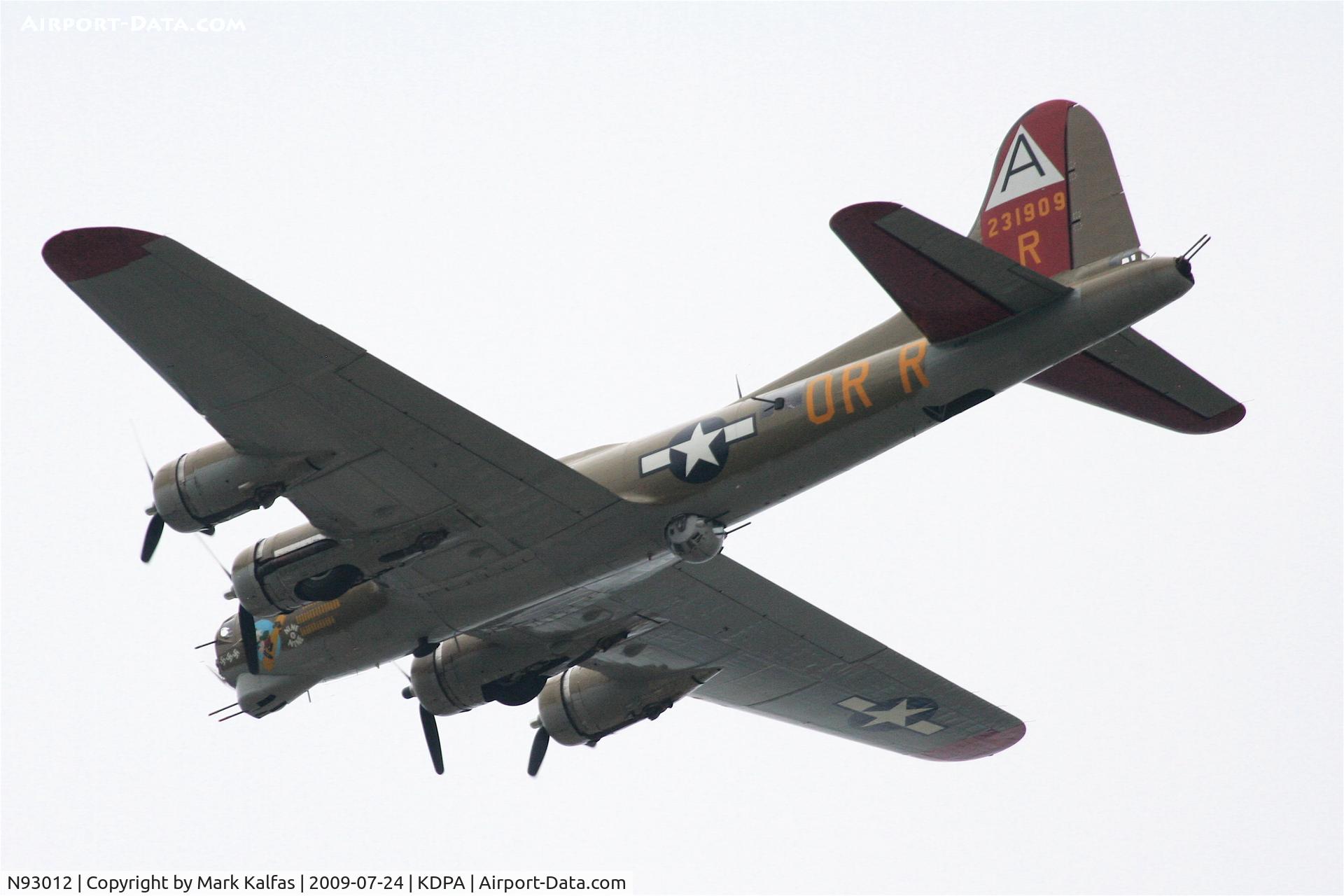 N93012, 1944 Boeing B-17G-30-BO Flying Fortress C/N 32264, Boeing B-17G, NL93012, a climbing left turn to 270' after departing RWY 20R KDPA...