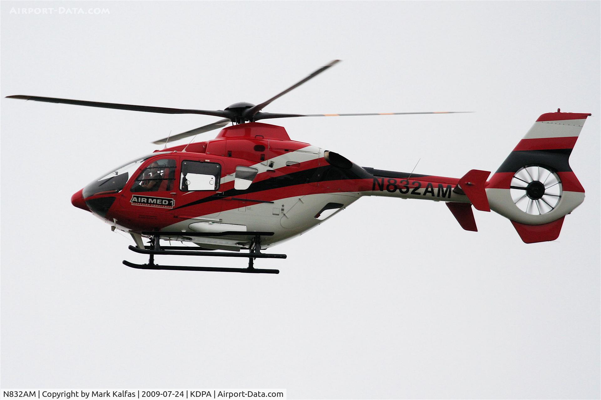 N832AM, 1999 Eurocopter EC-135P-1 C/N 0095, Superior Ambulance Eurocopter EC135P1, N832AM departs KDPA