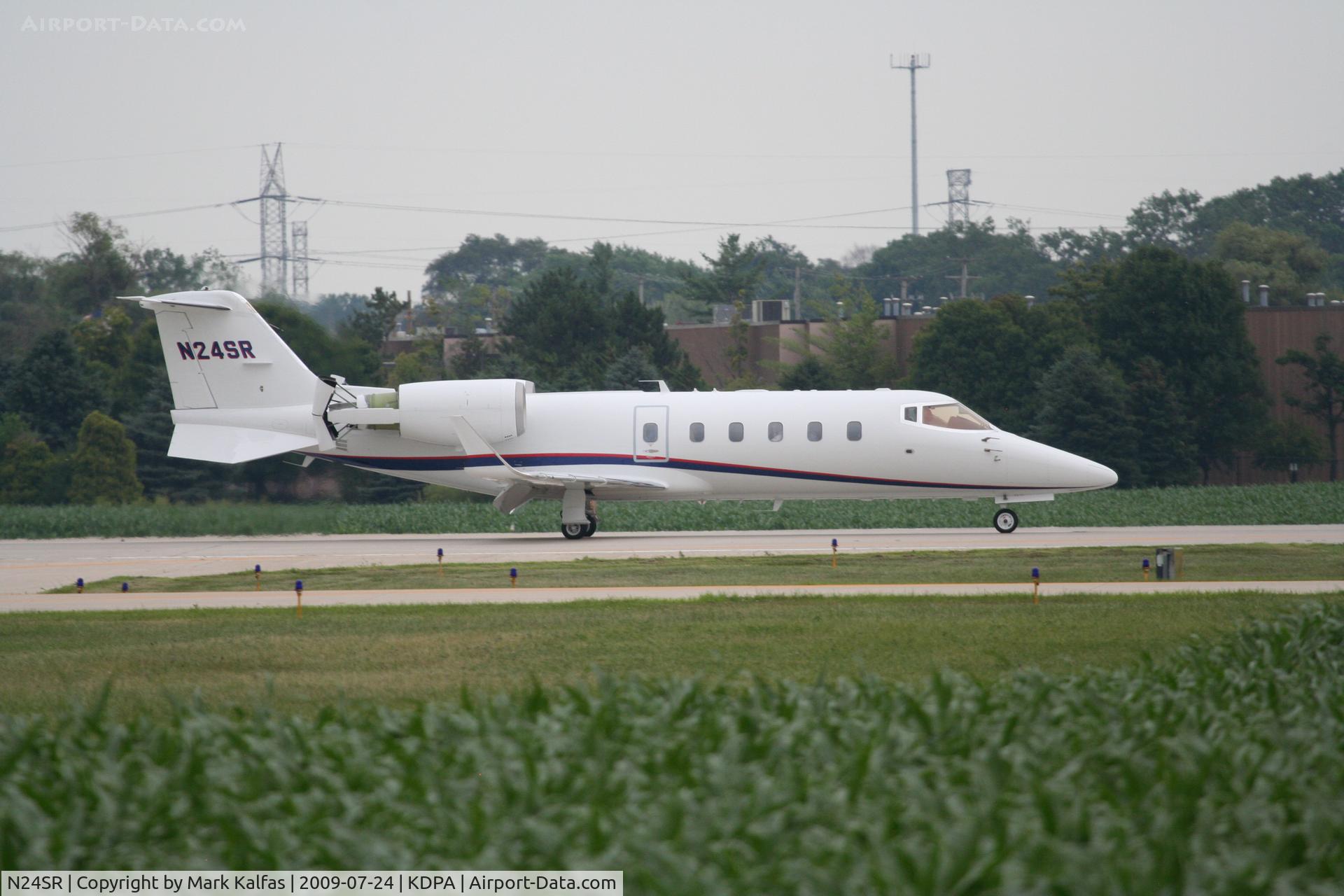 N24SR, 2001 Learjet 60 C/N 234, Sears Roebuck Learjet 60, deploying reversers 20R KDPA after a trip from Asheville, NC KAVL