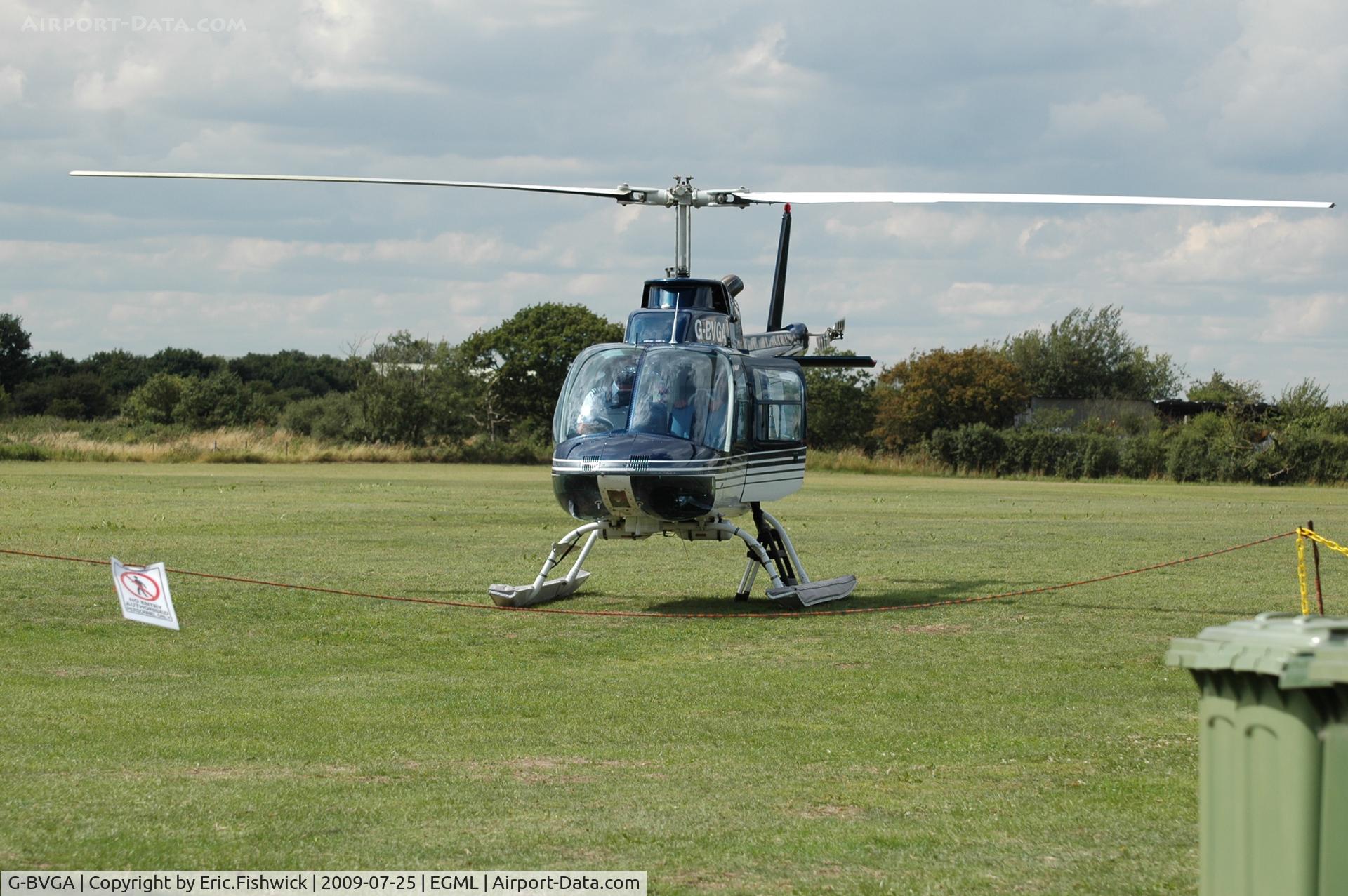 G-BVGA, 1980 Bell 206B JetRanger III C/N 2922, G-BVGA departing Damys Hall Airfield