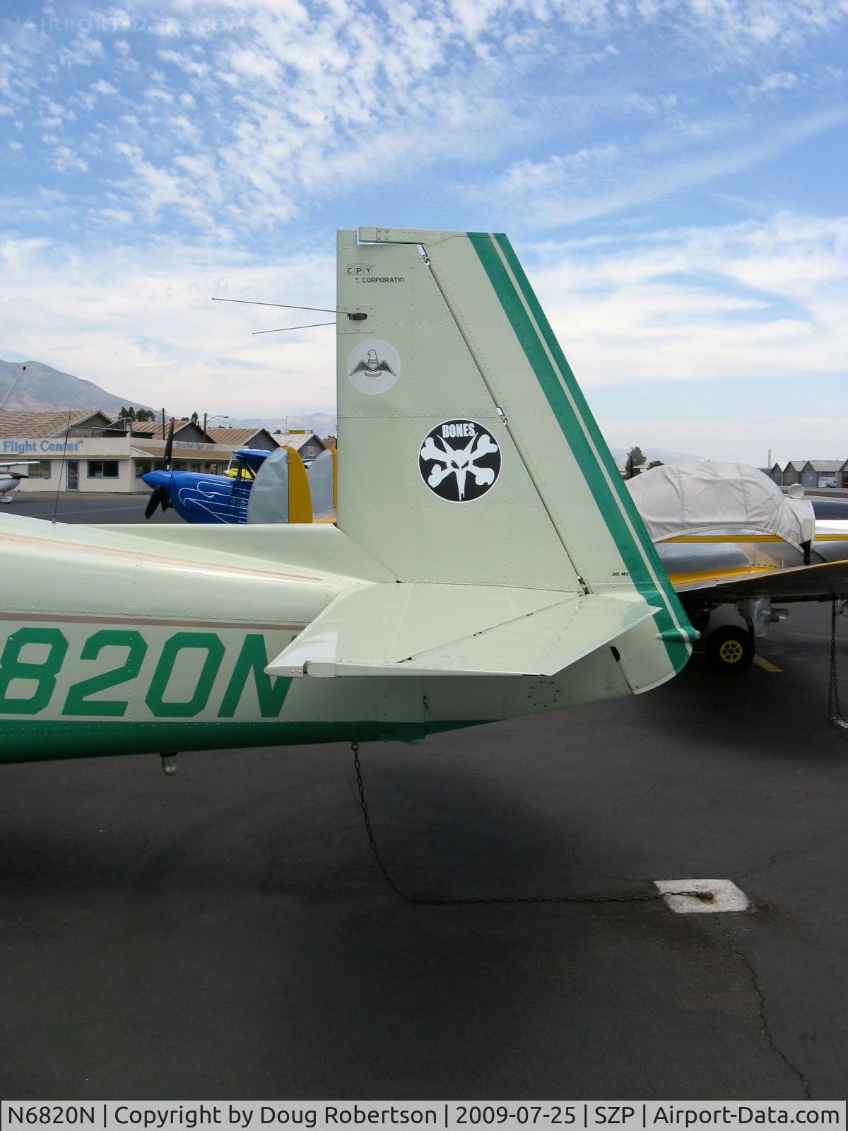 N6820N, 1968 Mooney M-20G Statesman C/N 680107, 1968 Mooney M20G STATESMAN, Lycoming O&VO-360 180 Hp, tail logo