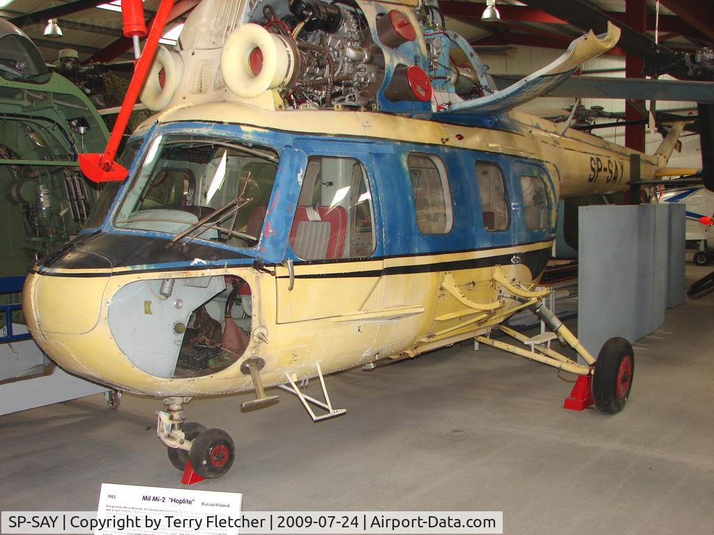 SP-SAY, 1985 PZL-Swidnik Mi-2 C/N 529538125, Exhibited in the International Helicopter Museum , Weston-Super Mare , Somerset , United Kingdom