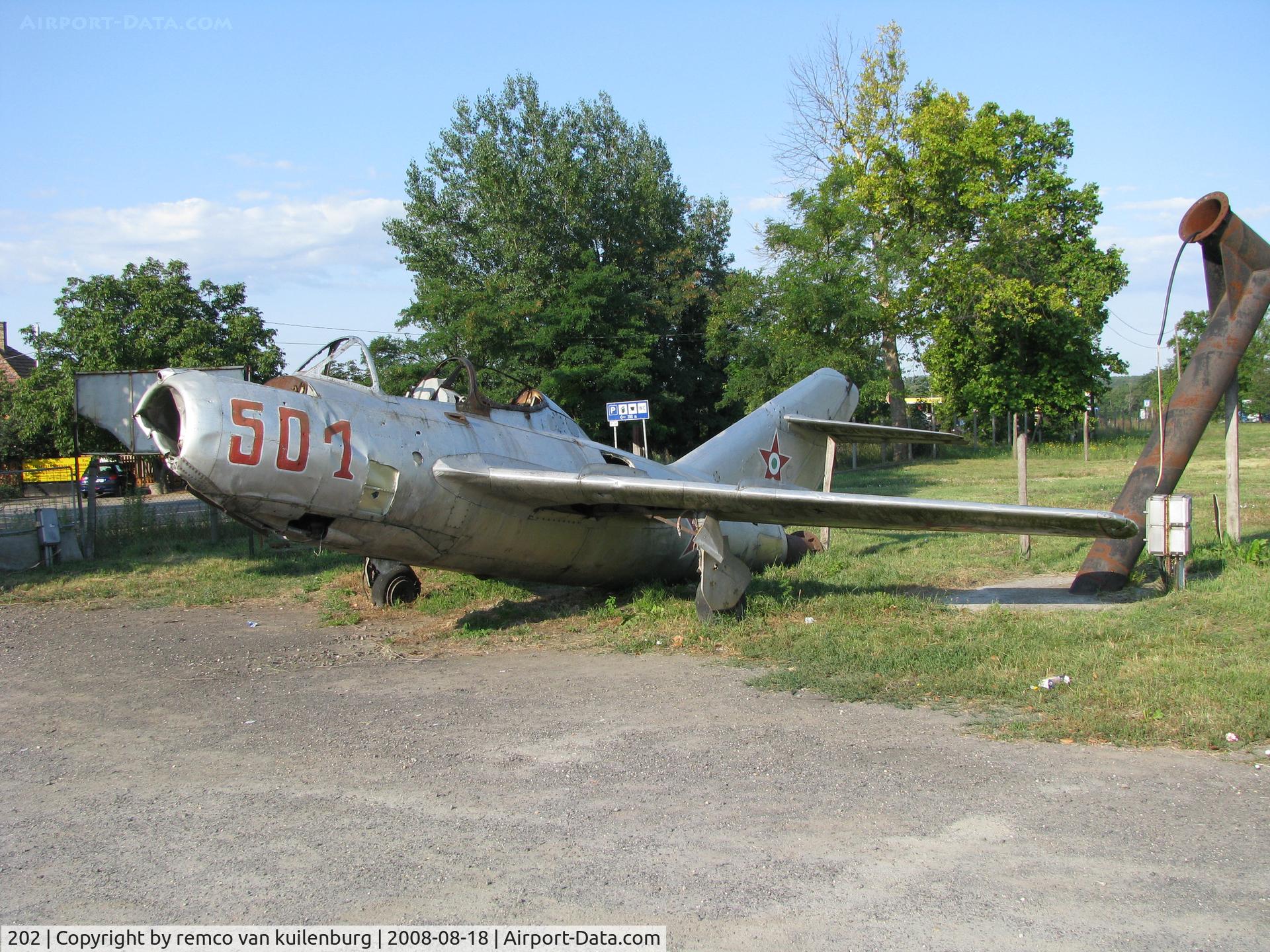 202, 1955 Mikoyan-Gurevich MiG-15UTI C/N 10993202, preserved in Solt with gas station fake serial 501
