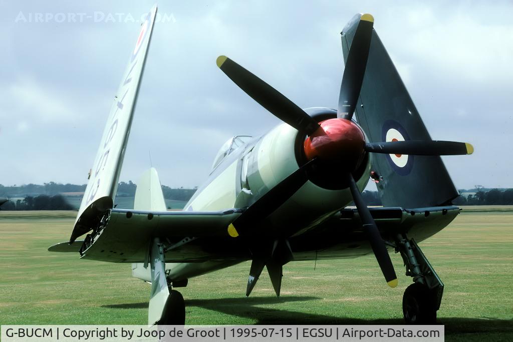 G-BUCM, 1949 Hawker Sea Fury FB.11 C/N Not found G-BUCM/VX653, G-BUCM was static on the flightline in 1995. It is under rebuild to flying condition, but far from ready to fly...
