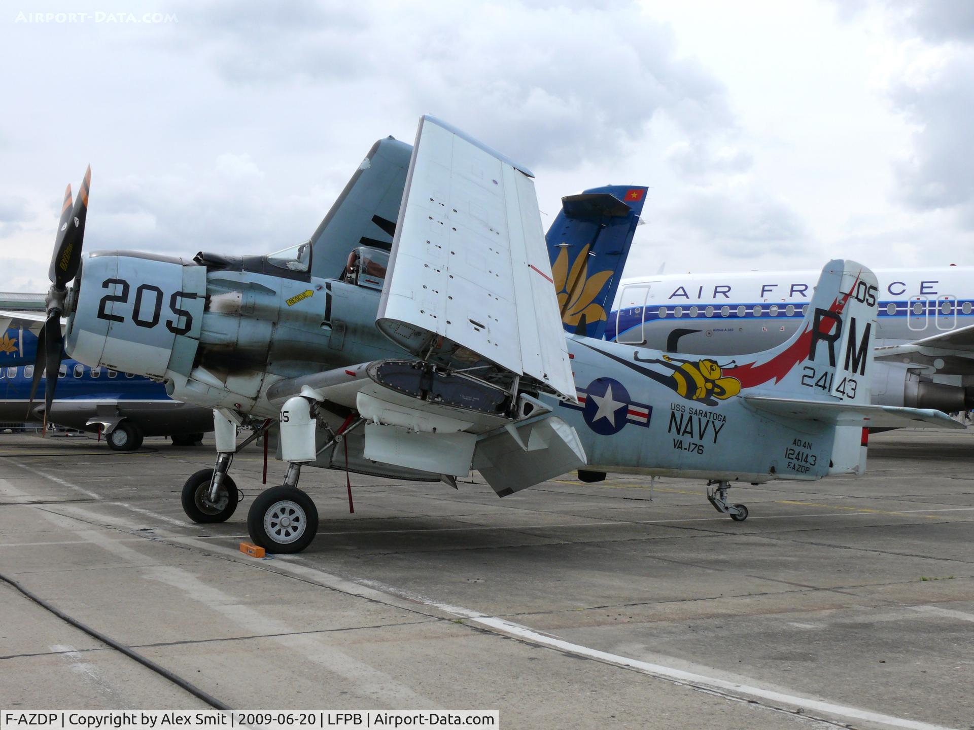 F-AZDP, Douglas AD-4N Skyraider C/N 7449, Douglas AD-4N Skyraider F-AZDP Amicale Jean Baptiste Salis painted as US Navy 124143/RM205