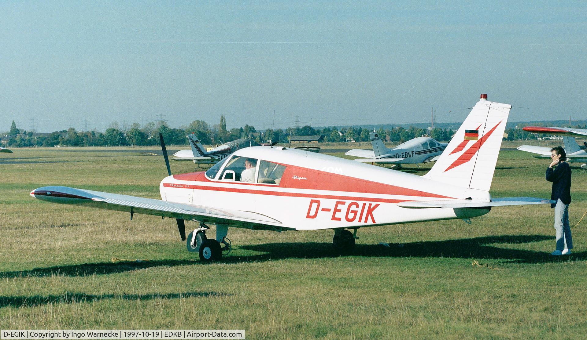 D-EGIK, 1966 Piper PA-28-140 Cherokee C/N 28-21605, Piper PA-28-140 Cherokee at Bonn-Hangelar airfield