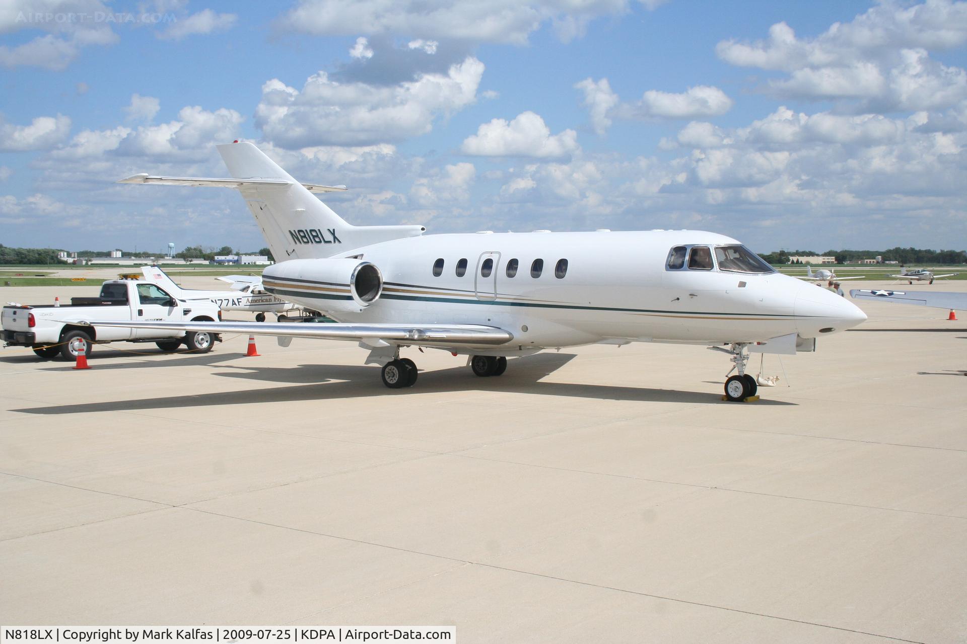 N818LX, 2001 Raytheon Hawker 800XP C/N 258534, HAWKER 800XP, N818LX on the ramp KDPA for Community Days Weekend.