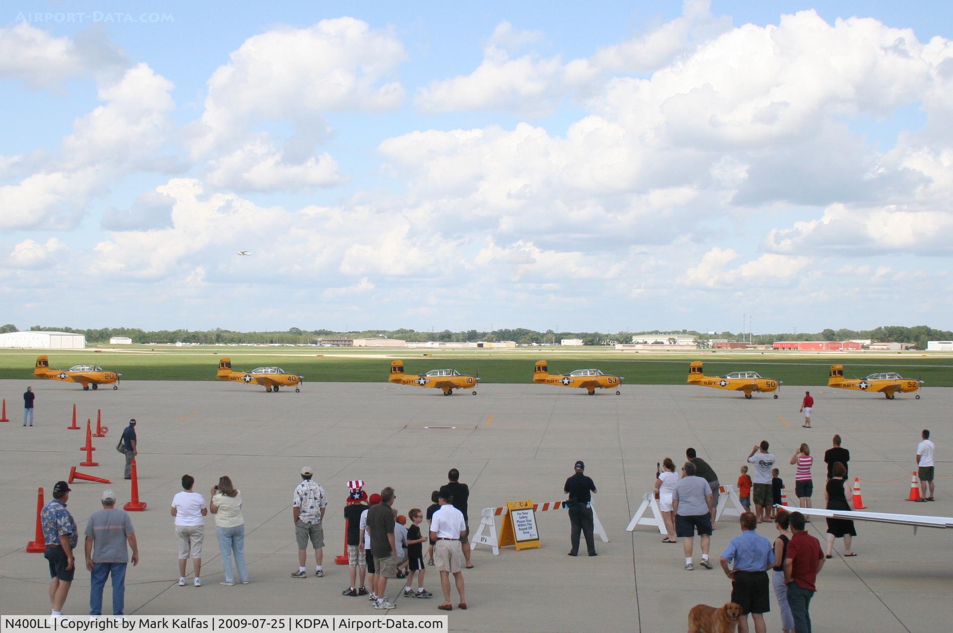 N400LL, 1957 Beech T-34B Mentor C/N BG-400, Beech D-45 N400LL and the Lima Lima gang with a spirited arrival at KDPA for Community Days Weekend.