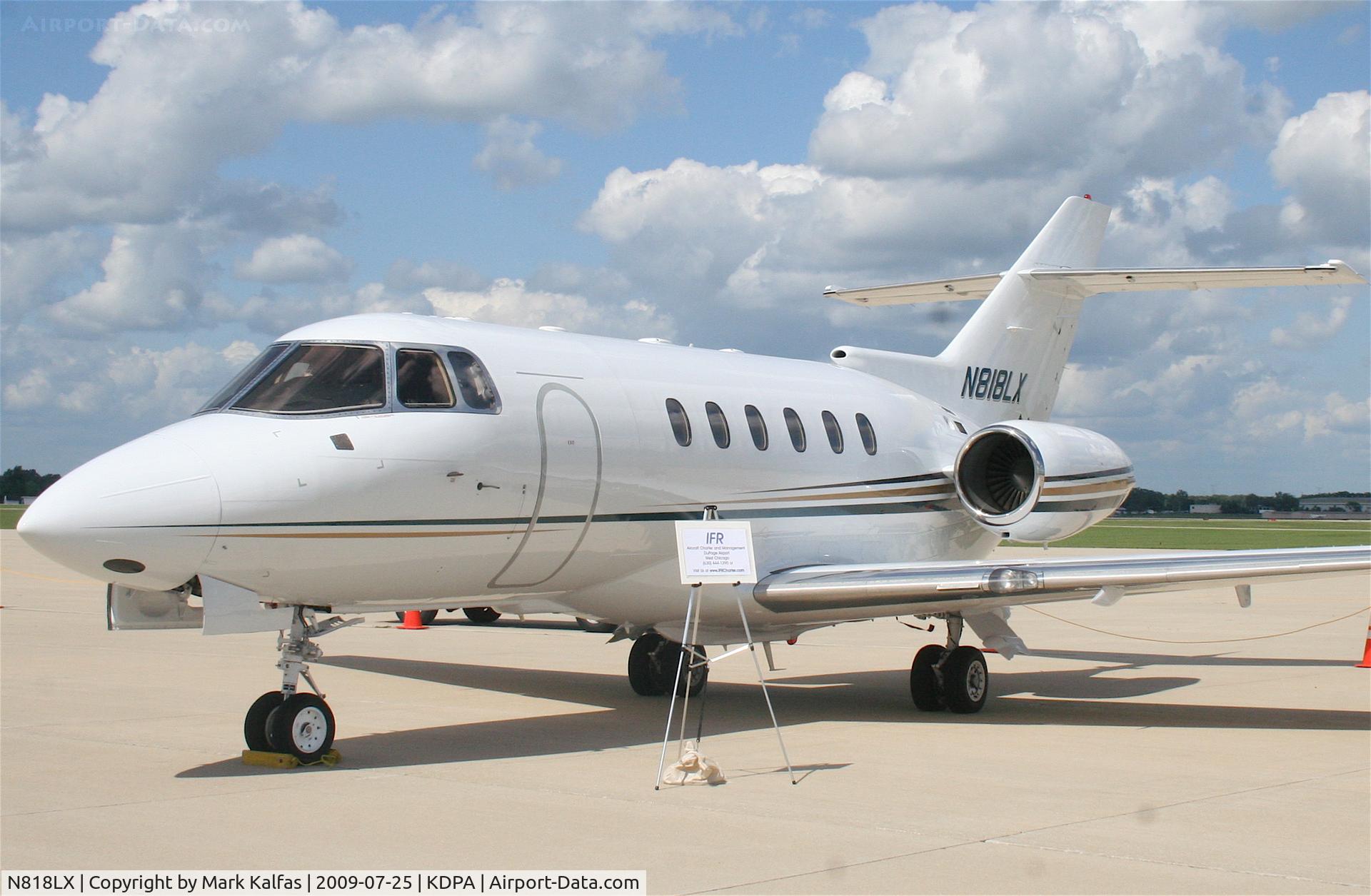 N818LX, 2001 Raytheon Hawker 800XP C/N 258534, HAWKER 800XP, N818LX on the ramp KDPA for Community Days Weekend.