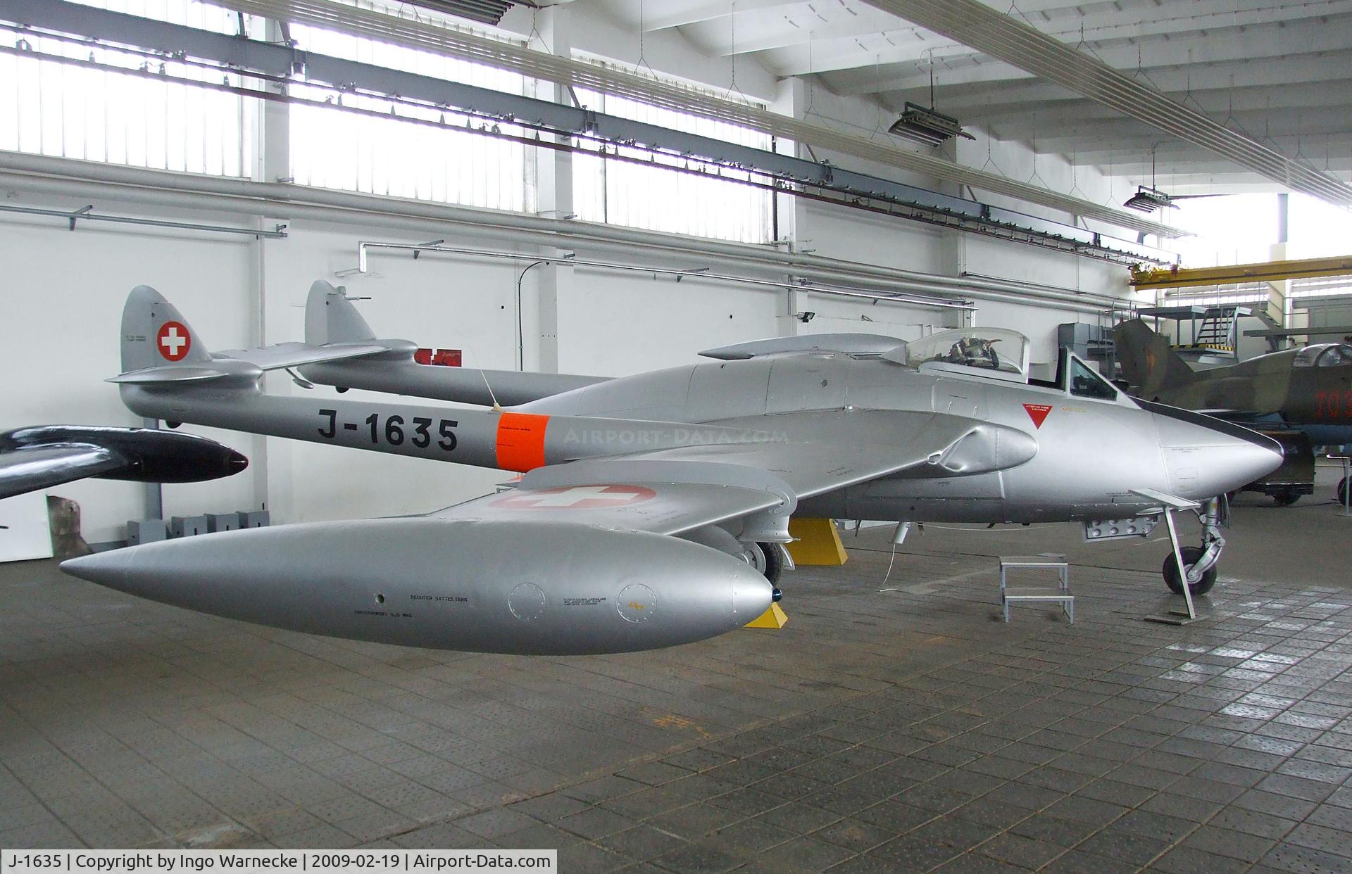 J-1635, 1949 De Havilland (F+W Emmen) DH-112 Venom FB.50 C/N 845, De Havilland D.H.112 Venom Mk1R FB50 formerly of the Flugwaffe (Swiss AF), now at the Museum für Luftfahrt und Technik at Wernigerode