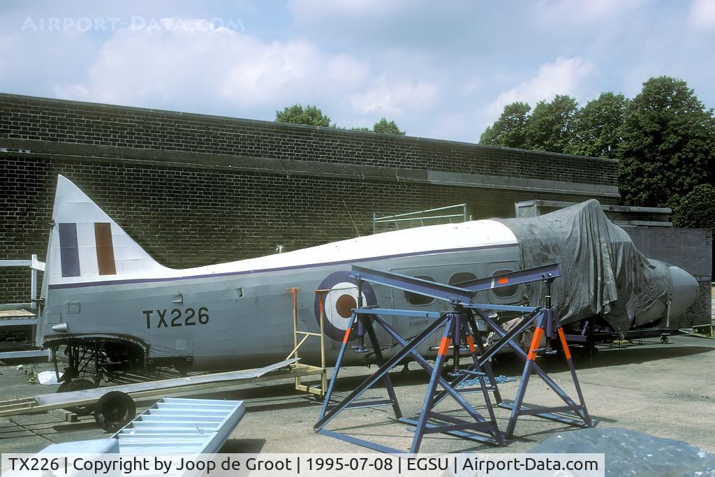TX226, Avro 652A Anson C.19 C/N Not found TX226, In 1995 this remains of an Anson C19 were left behind a shed at Duxford. It was later passed on to Coventry for spares recovery.