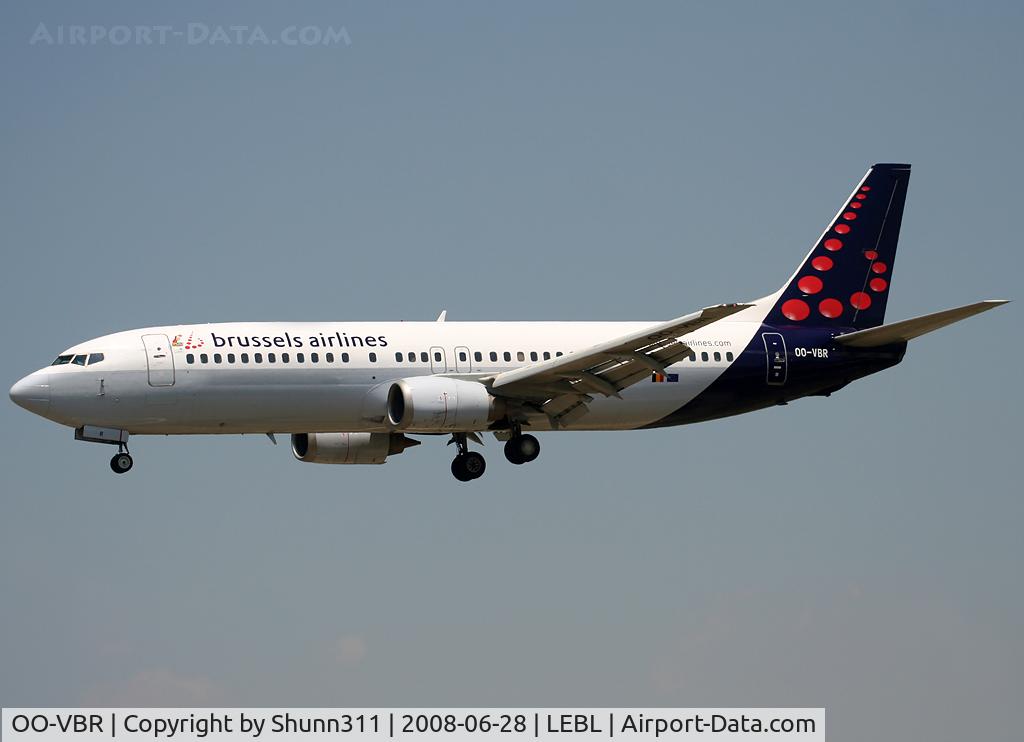 OO-VBR, 1989 Boeing 737-4Y0 C/N 24134, Landing rwy 25R