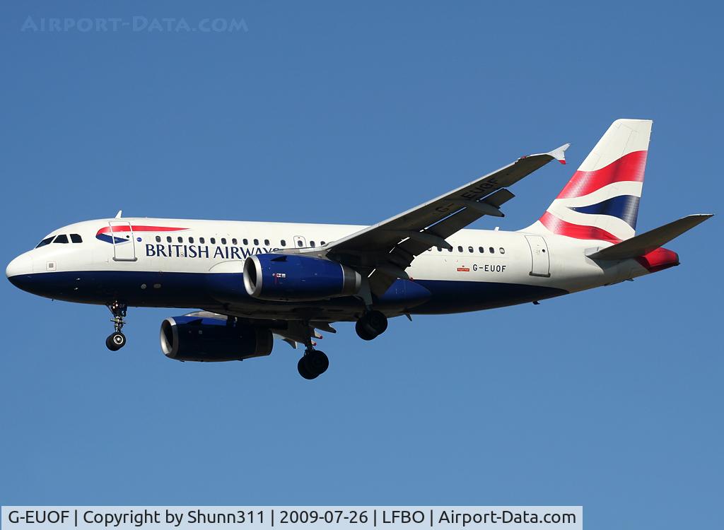 G-EUOF, 2001 Airbus A319-131 C/N 1590, Landing rwy 32L