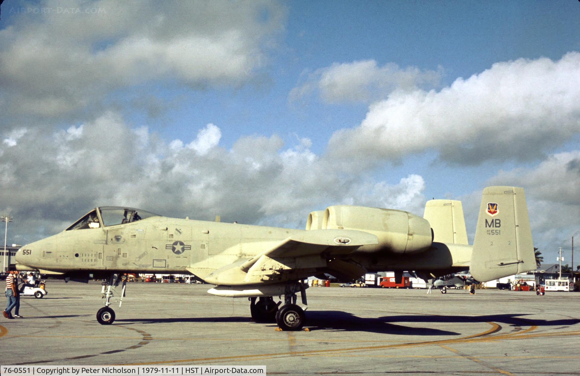 76-0551, 1976 Fairchild Republic A-10A Thunderbolt II C/N A10-0098, A-10A Thunderbolt of 354th Tactical Fighter Wing at the 1979 Homestead AFB Open House.