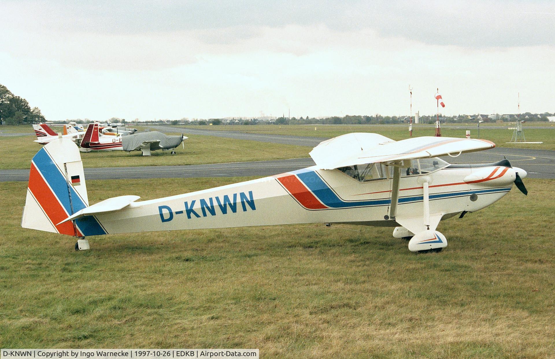 D-KNWN, Schleicher Rhonlerche II Storch C/N 1, Schleicher Rhönlerche II Storch (Stork) at Bonn-Hangelar airfield. It is a Schleicher Rhönlerche II converted into a powered glider.