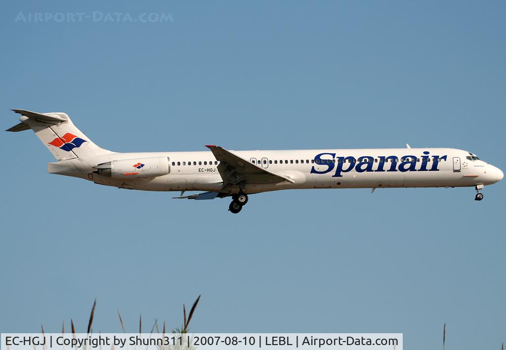 EC-HGJ, 1990 McDonnell Douglas MD-82 (DC-9-82) C/N 49519, Landing rwy 25R