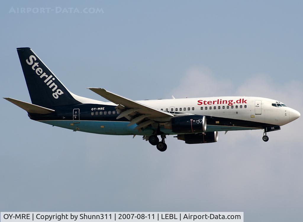 OY-MRE, 1999 Boeing 737-7L9 C/N 28008, Landing rwy 25R in basic Maersk Air c/s...