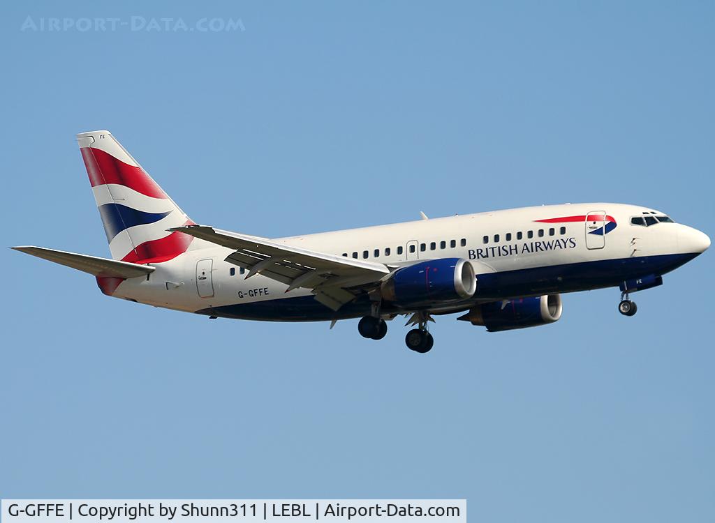 G-GFFE, 1995 Boeing 737-528 C/N 27424, Landing rwy 25R