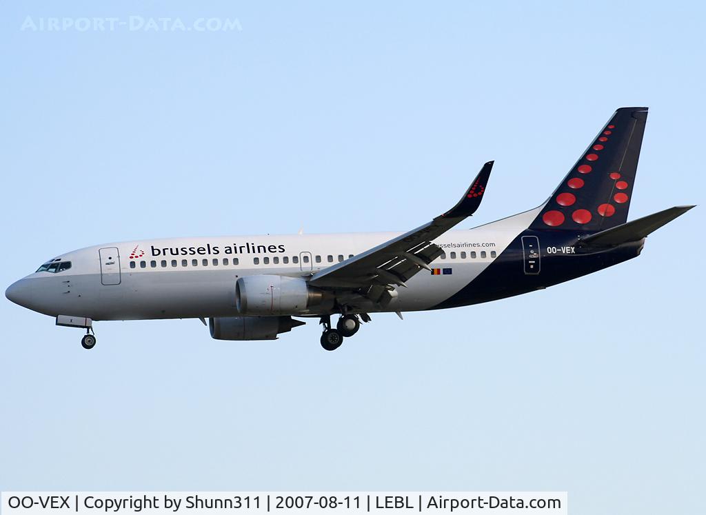 OO-VEX, 1997 Boeing 737-36N C/N 28670, Landing rwy 25R