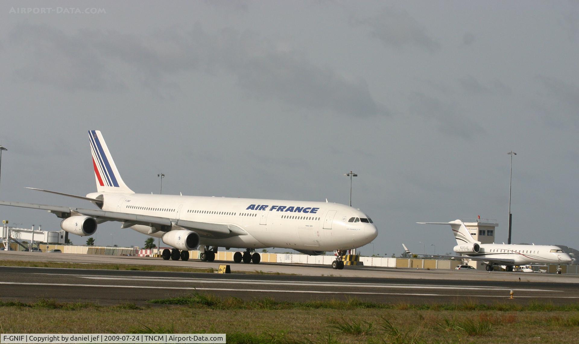F-GNIF, 1997 Airbus A340-313X C/N 168, Back tracking runway 10