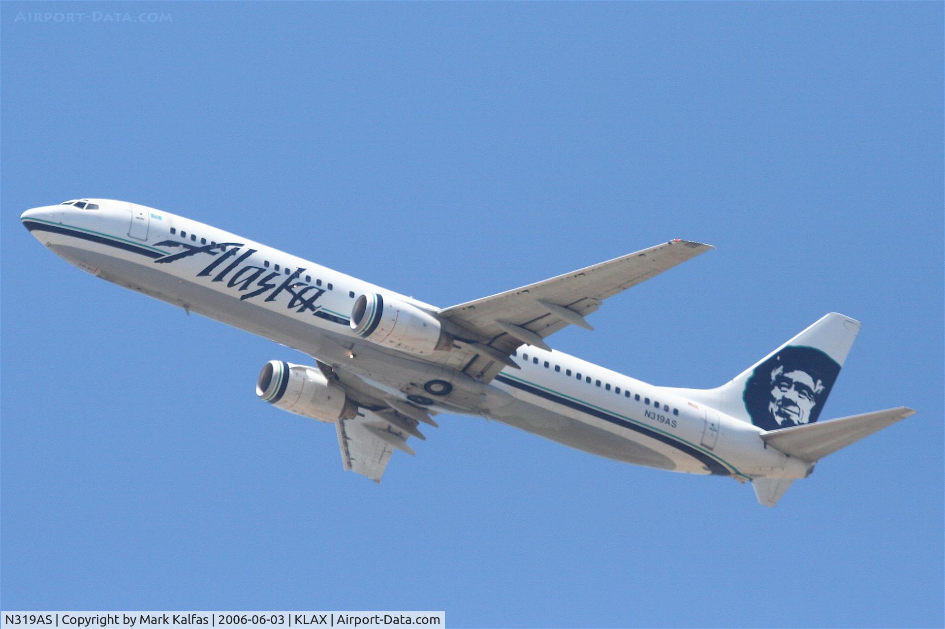 N319AS, 2003 Boeing 737-990 C/N 33679, Alaska Boeing 737-990, N319AS departing KLAX 25R for MMPR, Puerto Vallarta.