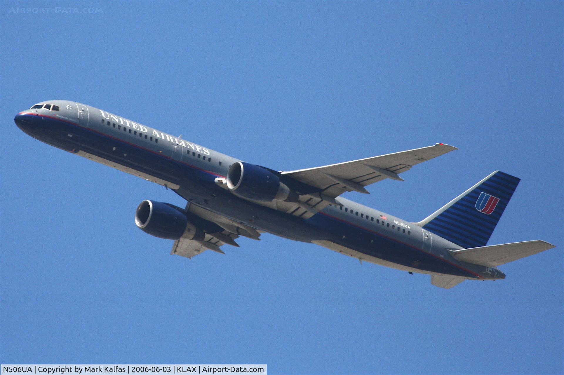 N506UA, 1990 Boeing 757-222 C/N 24627, United Airlines Boeing 757-222, N506UA departing KLAX 25R for KORD.
