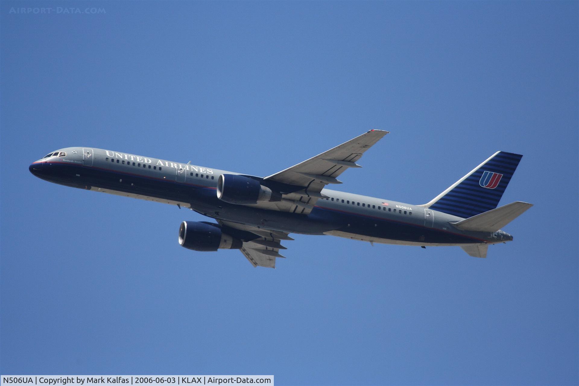 N506UA, 1990 Boeing 757-222 C/N 24627, United Airlines Boeing 757-222, N506UA departing KLAX 25R for KORD.