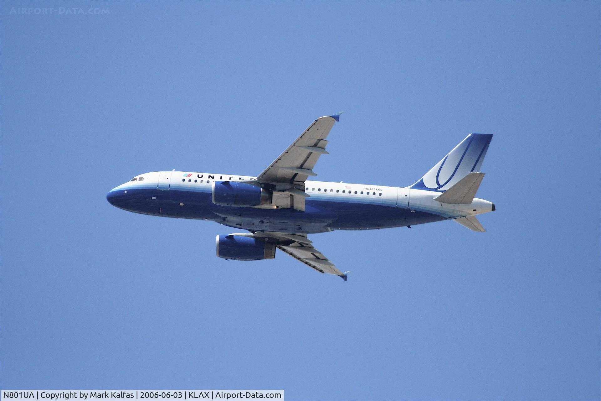N801UA, 1997 Airbus A319-131 C/N 686, united Airlines A319-131, N801UA departing KLAX 25R.