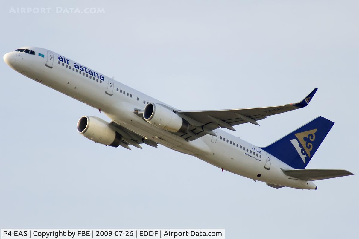 P4-EAS, 1998 Boeing 757-2G5 C/N 29488, Air Astana B757-200WL climbs out of EDDF