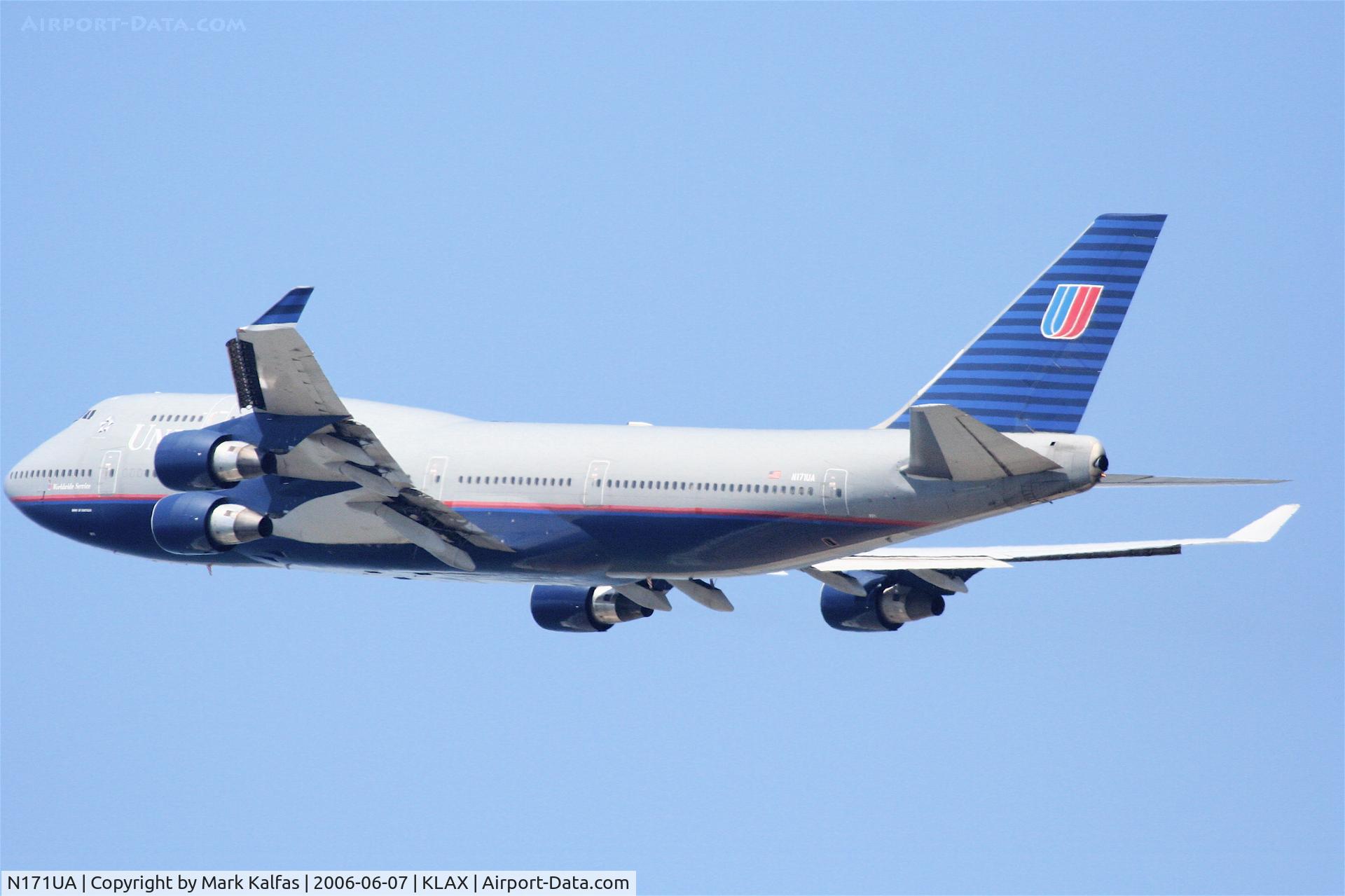 N171UA, 1989 Boeing 747-422 C/N 24322, United Airlines Boeing 747-422, N171UA (Spirit of Seattle II) departing KLAX for RJAA.