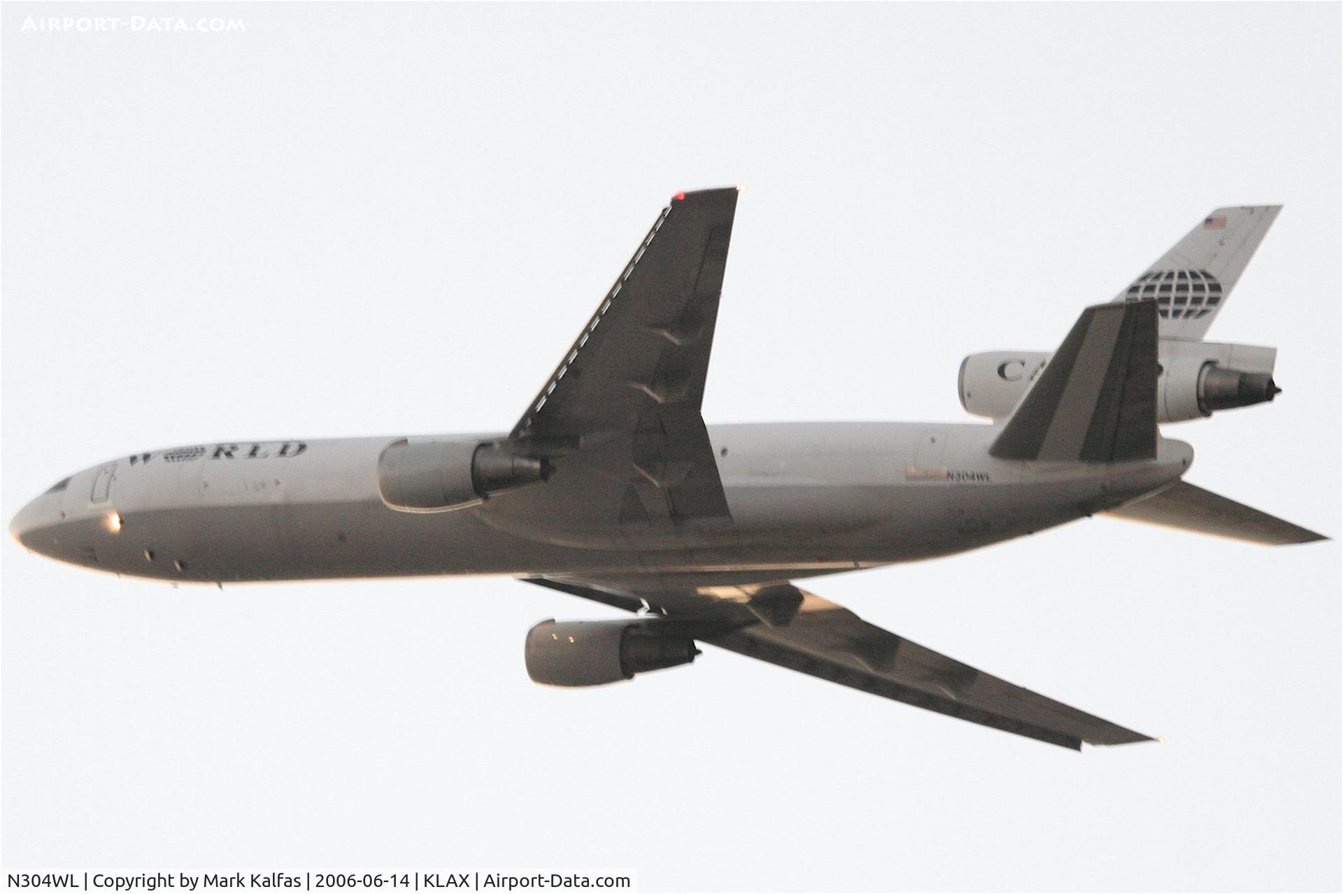 N304WL, 1975 McDonnell Douglas DC-10-30F C/N 47928, World DC-10-30F, N304WL departing KLAX 25L.