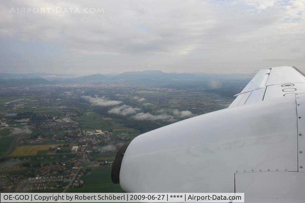 OE-GOD, 1989 Saab SF340A C/N 340A-153, Over Graz. Flight to Airpower 09 at LOXZ