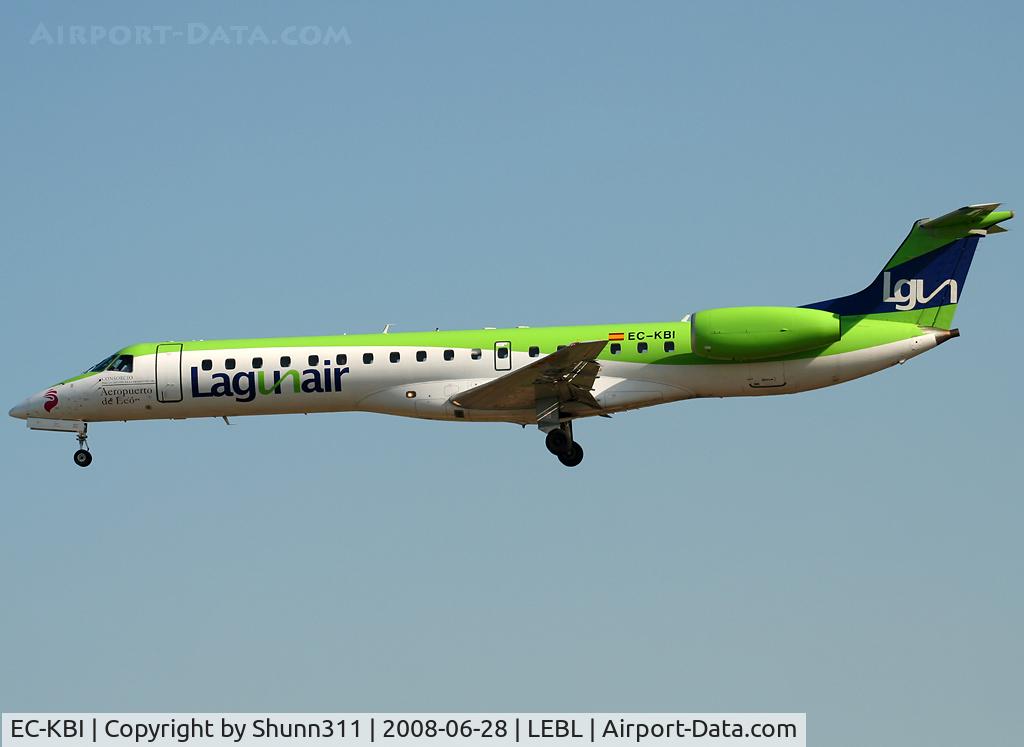 EC-KBI, 2000 Embraer EMB-145EP (ERJ-145EP) C/N 145362, Landing rwy 25R with additional titles under cockpit...