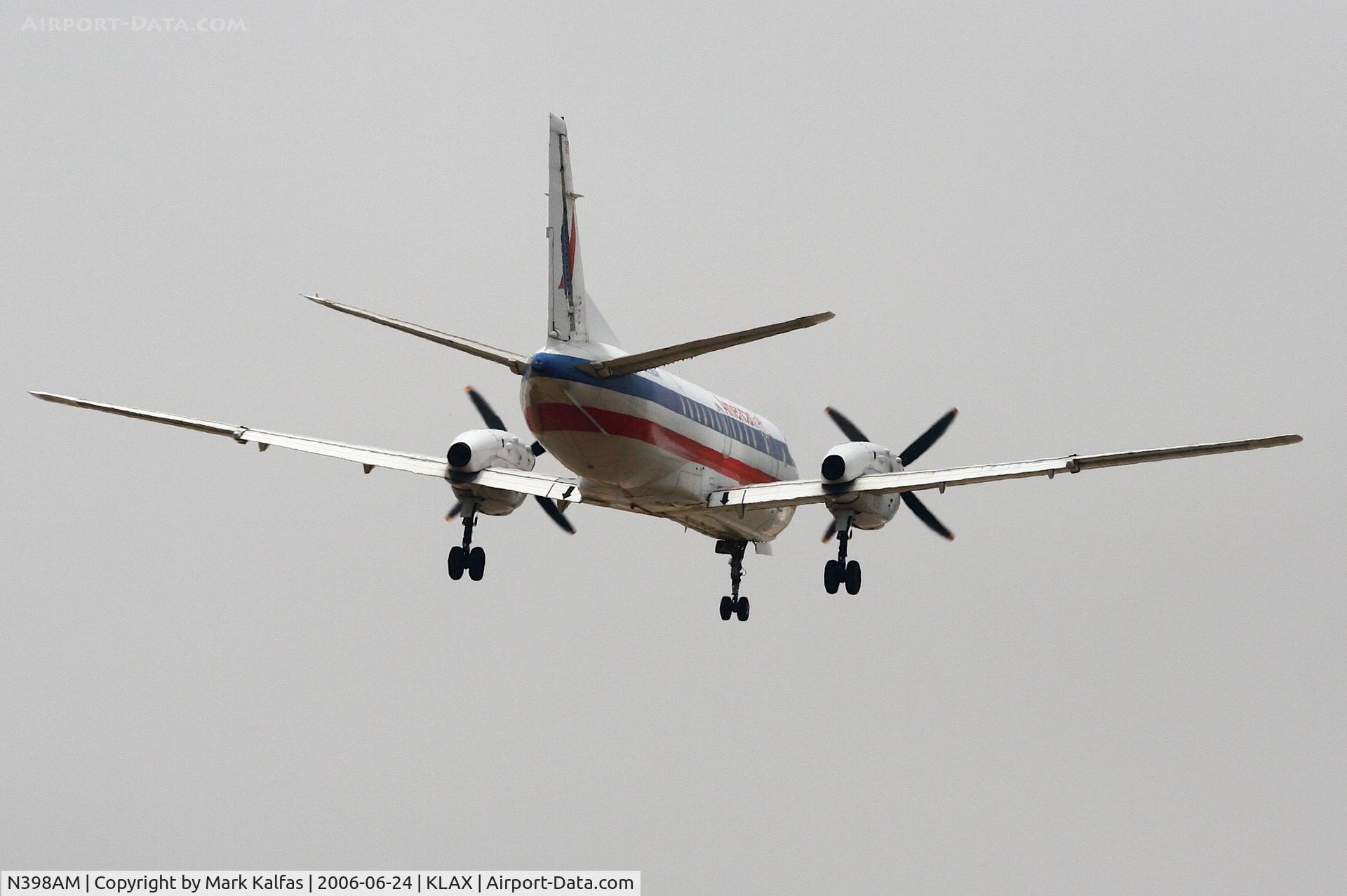 N398AM, 1996 Saab 340B C/N 340B-398, American Eagle SAAB 340B, N398AM short final 24R KLAX.