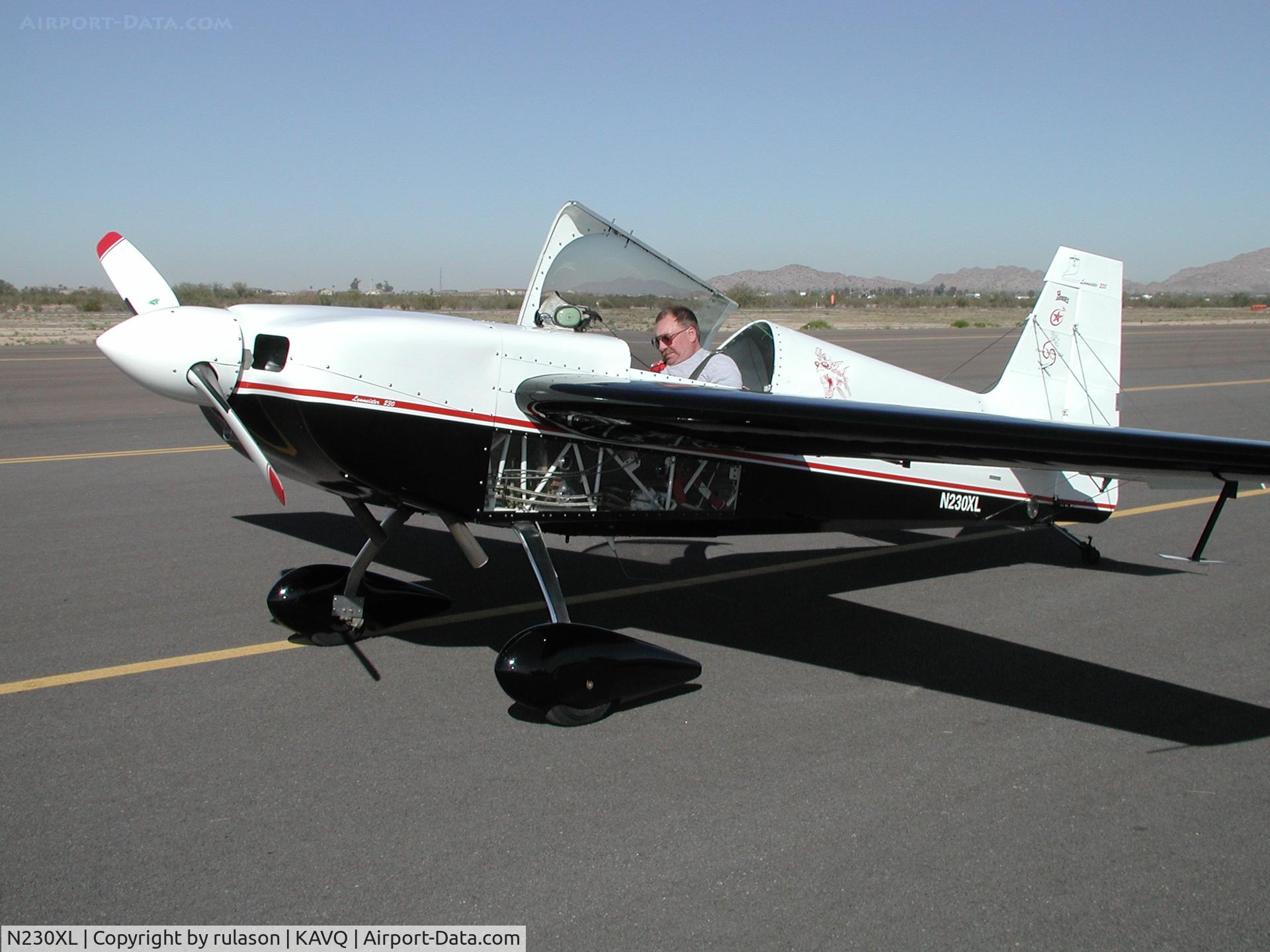N230XL, 1994 Rulason Leonard RX1 LASER C/N 1, N230XL and Len at Tucson, Az Aerobatic Contest