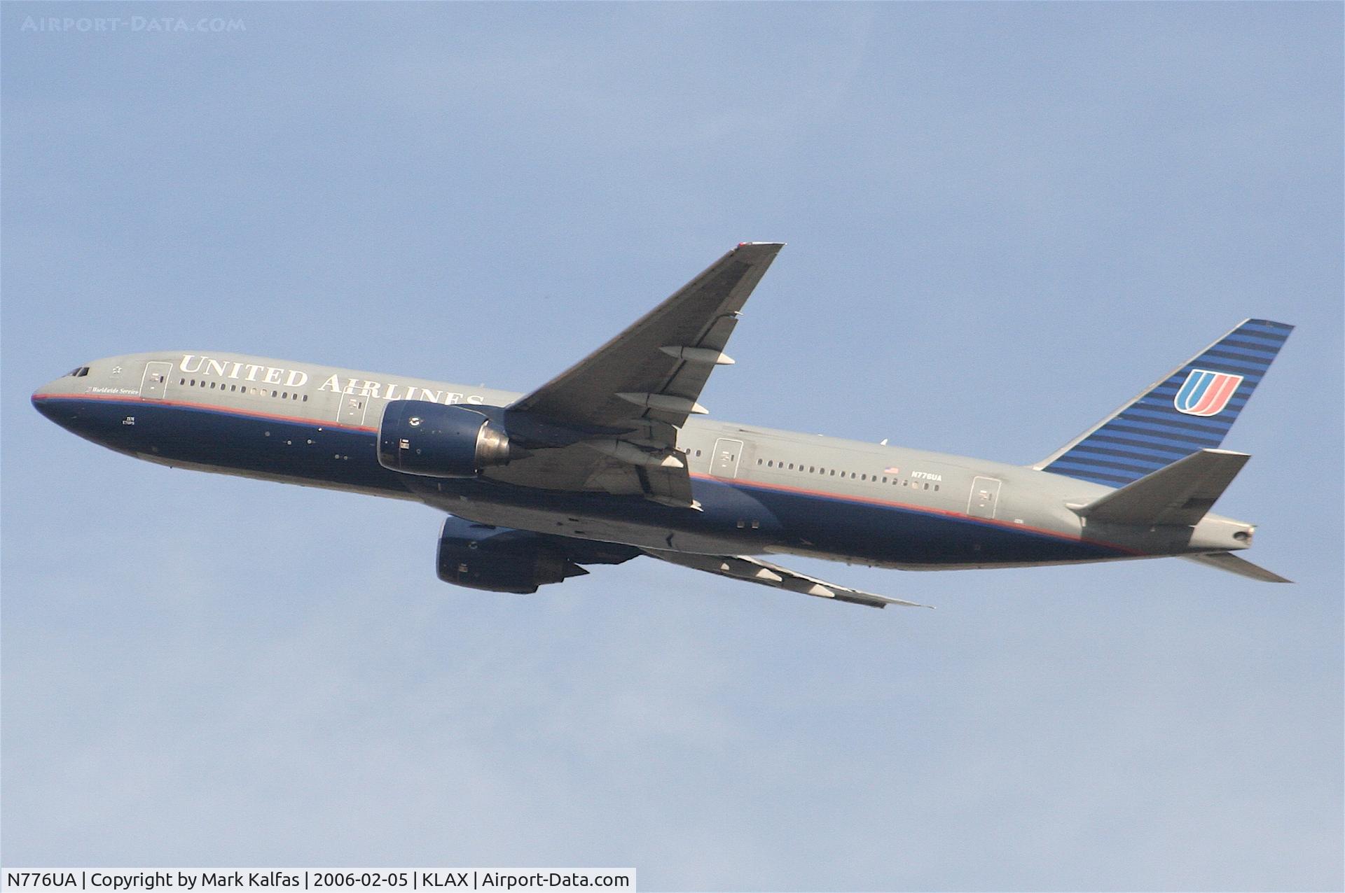 N776UA, 1996 Boeing 777-222 C/N 26937, United Airlines Boeing 777-222, N776UA departing KLAX.