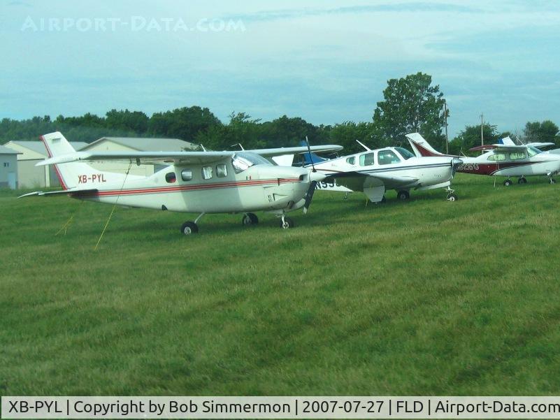 XB-PYL, 1979 Cessna P210N Pressurised Centurion C/N P21000180, Mexican registered Cessna P210 in the visitor tie-down area at Fond du Lac during Airventure 2009.