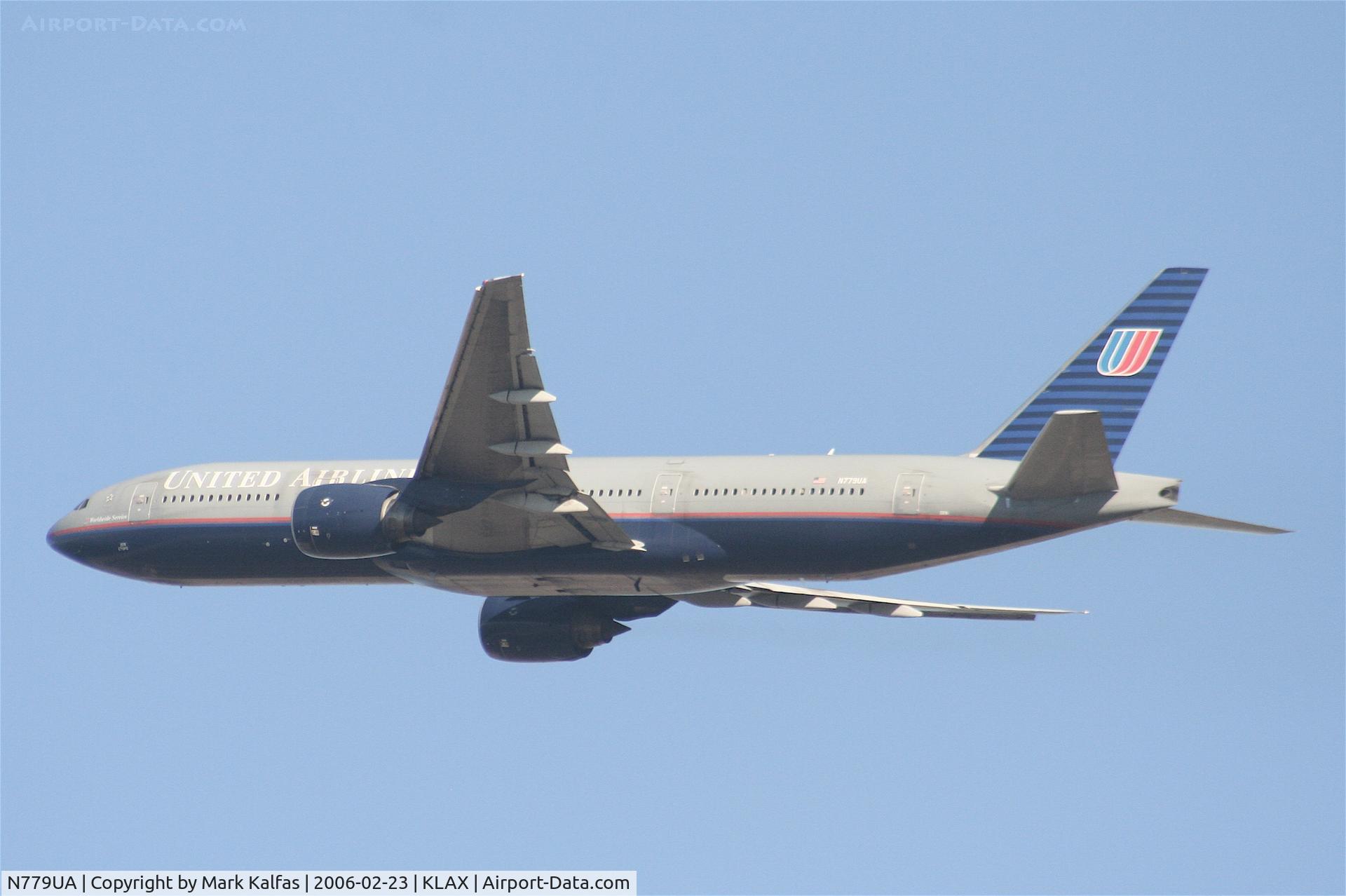 N779UA, 1996 Boeing 777-222 C/N 26941, United Airlines Boeing 777-222, N779UA departing KLAX.