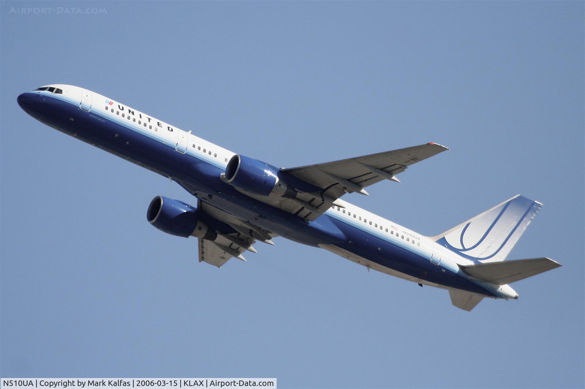 N510UA, 1990 Boeing 757-222 C/N 24780, United Airlines Boeing 757-222, N510UA departing KLAX 25R.
